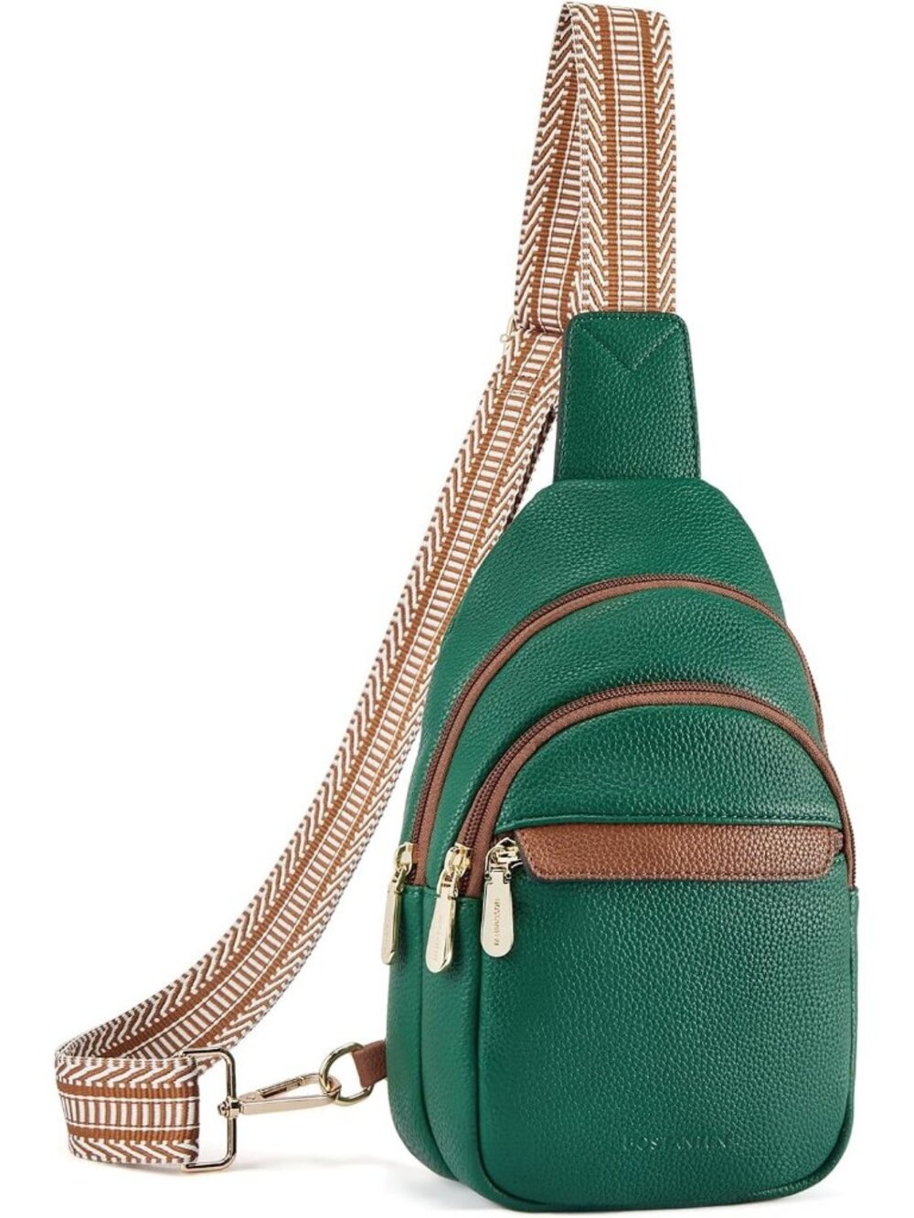 Women's lichee Green Leather Sling Fanny Pack Chest Travel Purse Crossbody Bag